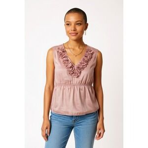 Elle Babydoll Top Womens Size Medium Y2K Coquette Ruffle Satin‎ Fairy Dollette
